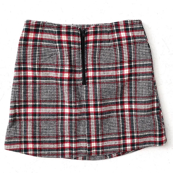 Copper Key Nwt Green Red White Plaid Flannel Holiday Mini Skirt XS - Picture 3 of 3